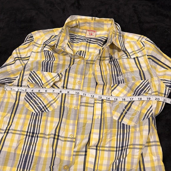 True Religion Long Sleeve Plaid Button Up Shirt Men Large Pockets Cotton - Picture 5 of 6